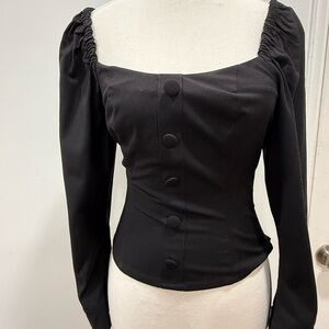 Fitted Smocked Back Corset Blouse - 0